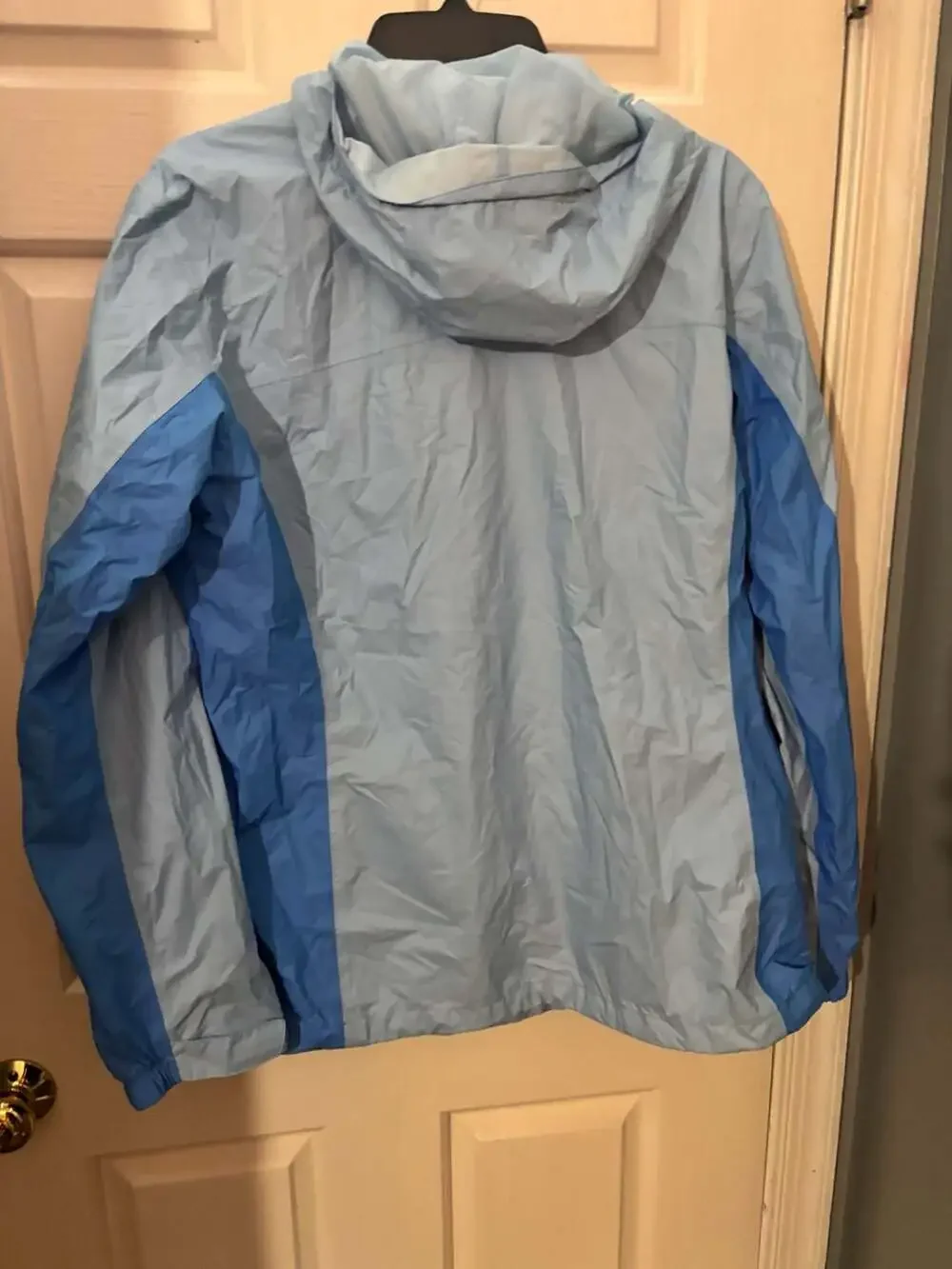 Columbia Women's Omni-Tech Waterproof Rain Jacket, Light Medium Blue XL